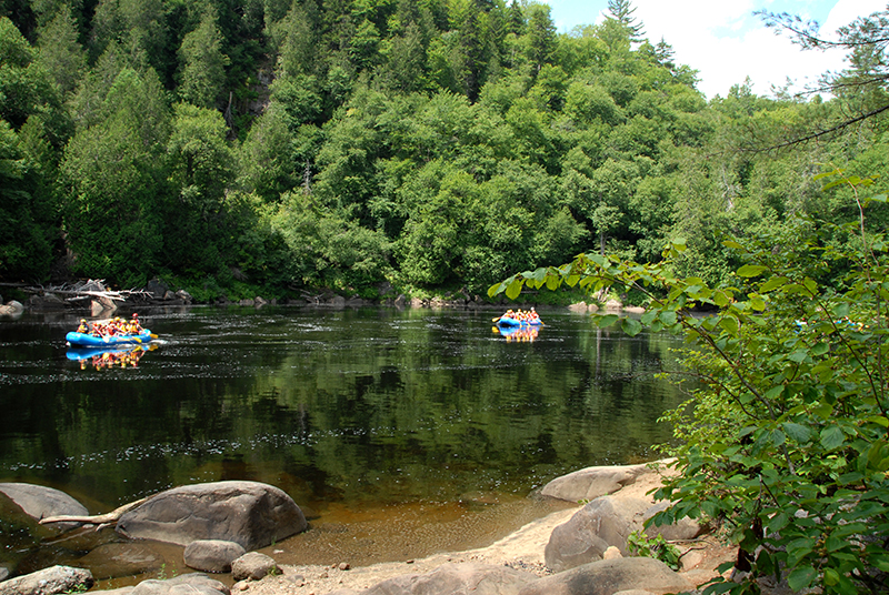 Whitewater rafters enter the calm of Blue Ledge